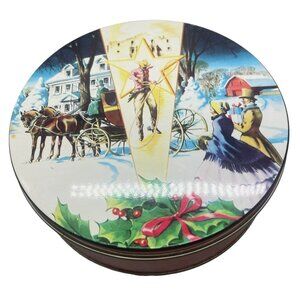 Christmas empty tin deluxe collin street bakery Victorian horse carriage READ